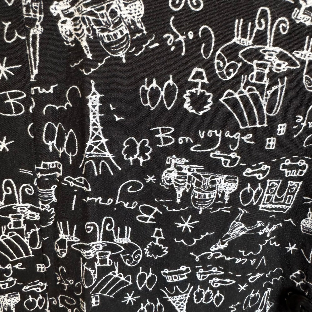 VTG Christopher Banks Maxi Dress 12 Black Paris Eiffel Tower Print Travel Whimsy - Picture 4 of 10